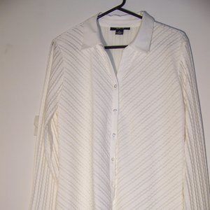 Off White Stretch Style & Co Blouse Size XL